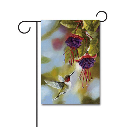 Hummingbird and Fuchsias 110g Knitted Polyester Double Sided Garden Flag Without Flagpole