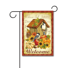 Autumn Birds 110g Knitted Polyester Double Sided Garden Flag Without Flagpole