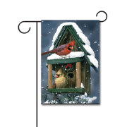 Cardinals in Snow 110g Knitted Polyester Double Sided Garden Flag Without Flagpole