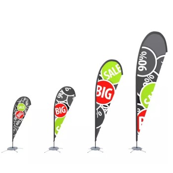 Custom Advertising Rectangle Knife Teardrop Feather Flag Printing Banner Beach Flag