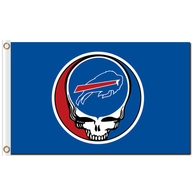 Custom sport flags skull head Buffallo Bills Baseball Game Flags Banners