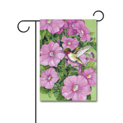 Hummingbird and Petunias 110g Knitted Polyester Double Sided Garden Flag Without Flagpole