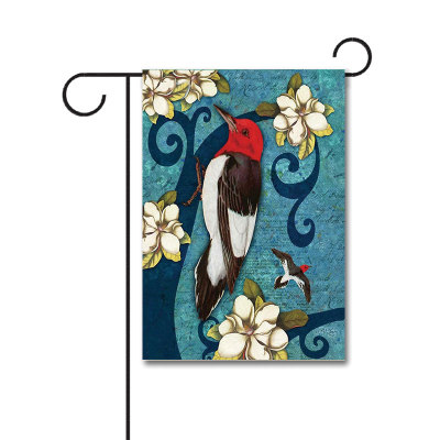 Red Headed Wood Pecker 110g Knitted Polyester Double Sided Garden Flag Without Flagpole
