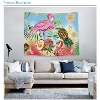 China Supplier Rectangle Custom Size Flamingo Printing Tapestry for drop shipping