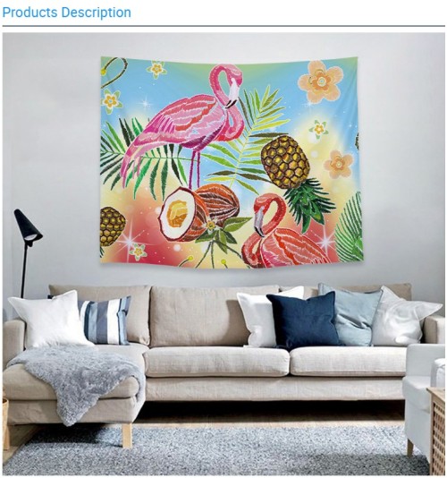 China Supplier Rectangle Custom Size Flamingo Printing Tapestry for drop shipping