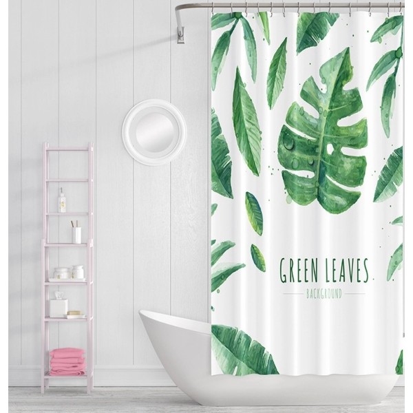 Factory price custom logo bathroom green leaf shower curtain
