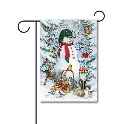 Woodland Snowman 110g Knitted Polyester Double Sided Garden Flag Without Flagpole