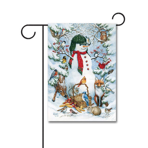 Woodland Snowman 110g Knitted Polyester Double Sided Garden Flag Without Flagpole