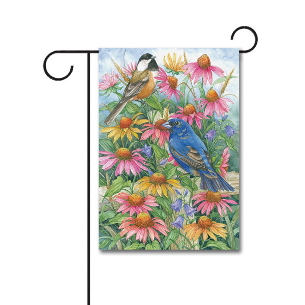 Chickadee and Indigo Bunting 110g Knitted Polyester Double Sided Garden Flag Without Flagpole
