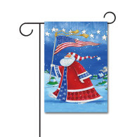 Patriotic Santa 110g Knitted Polyester Double Sided Garden Flag Without Flagpole