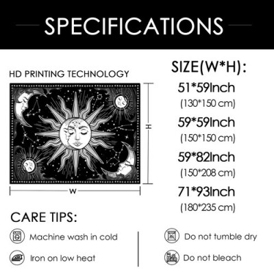 Wall Tapestry Black and White Tapestry Wall Hanging Sun and Moon Tapestry for Bedroom Mystic Wall Decor for Bedroom Aesthetic Wall Art for drop shipping