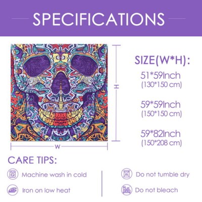 Skull Gothic Tapestry Hippy Wall Hanging Skeletons Colorful Wall Tapestry Bohemian Mysterious Abstract Wall Decor for Bedroom and drop shipping