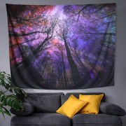 Sinonarui Blue Starry Stars Tapestry Psychedelic Forest Night Sky Tapestry Wall Hangings Beautiful Galaxy Tapestry for Home Decor Bedroom Living Room