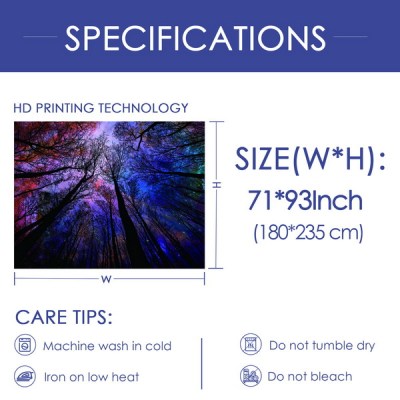 Sinonarui Blue Starry Stars Tapestry Psychedelic Forest Night Sky Tapestry Wall Hangings Beautiful Galaxy Tapestry for Home Decor Bedroom Living Room