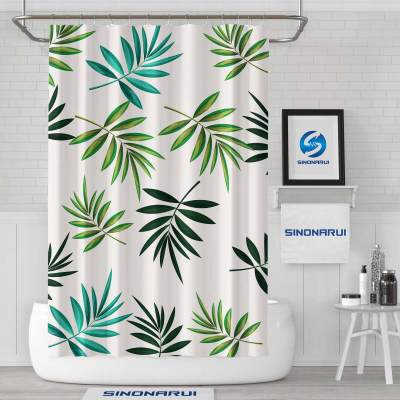 Sinonarui Hot sale custom design green leaf shower curtain with high quality