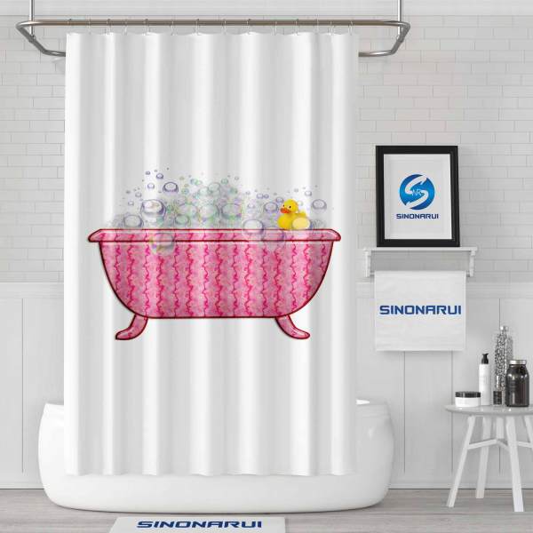 Sinonarui Cartoon Pink Fashion Shower Curtain For Girls