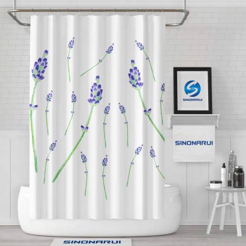 Sinonarui Purple Flower Fashion Shower Curtain Home Decor