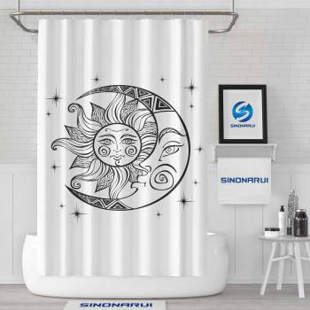 Sinonarui Sun and Moon Mystic Psychedelic Celestial Energy Fashion Shower Curtain Home Decor