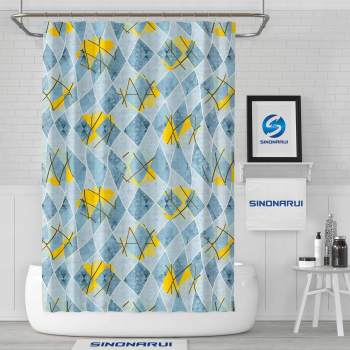 Sinonarui Abstract Psychedelic Square Pattern Fashion Shower Curtain Home Decor