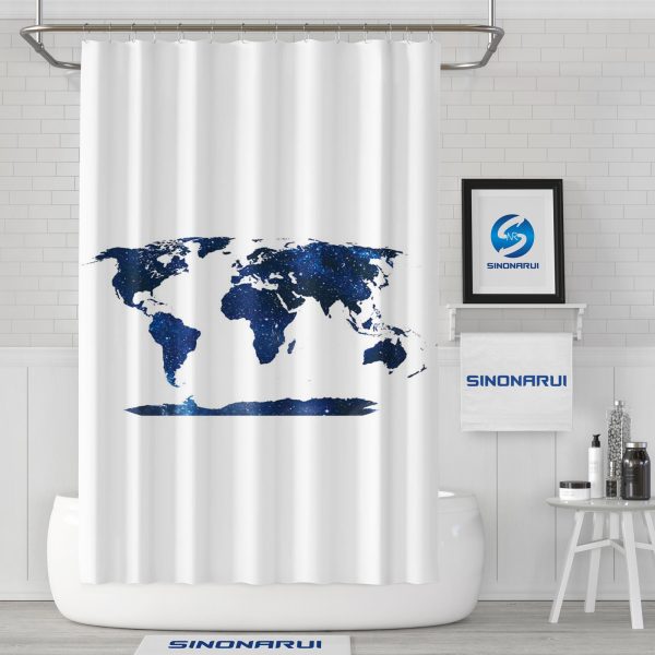 Sinonarui World Map Mordern Shower Fashion Shower Curtain Home Decor
