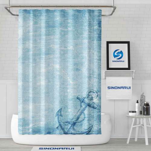 Sinonarui Sea Anchor Pattern Mordern Shower Fashion Shower Curtain Home Decor