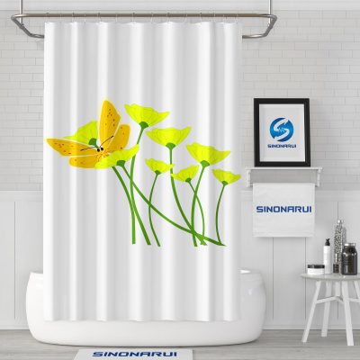 Sinonarui Fresh Flower Butterfly Pattern Mordern Shower Fashion Shower Curtain Home Decor