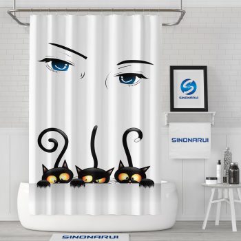 Sinonarui Creative Design Cute Cat Mordern Shower Fashion Shower Curtain Home Decor
