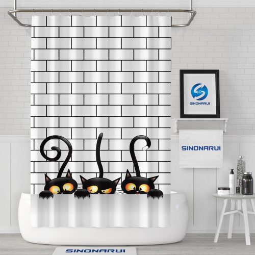 Sinonarui Creative Design Cute Cat Mordern Shower Fashion Shower Curtain Home Decor