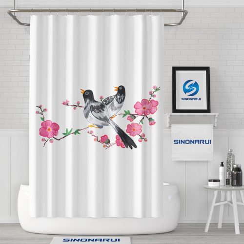 Sinonarui Lovely Birds Flowers Shower Fashion Shower Curtain Home Decor