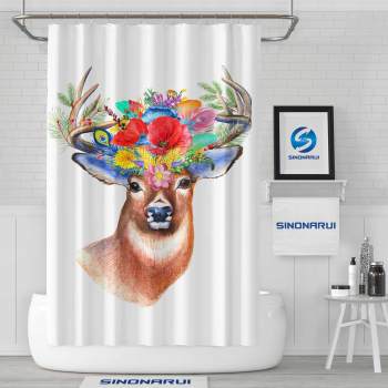 Sinonarui Beautiful Elk Flowers Shower Fashion Shower Curtain Home Decor