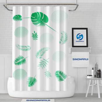 Sinonarui Fresh Palm Leaves Pattern Shower Fashion Shower Curtain Home Decor