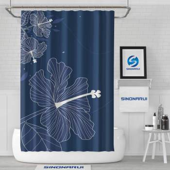 Sinonarui Dark Blue Shower Fashion Shower Curtain Home Decor