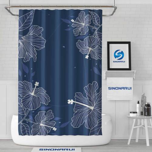 Sinonarui Dark Blue Shower Fashion Shower Curtain Home Decor
