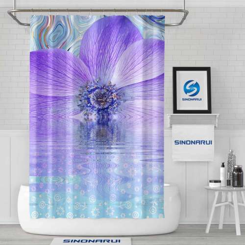 Sinonarui Big Flower Romantic Pattern Shower Fashion Shower Curtain Home Decor
