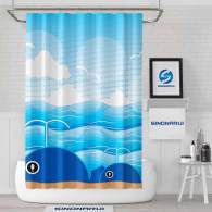 Sinonarui Whales Light Color Shower Fashion Shower Curtain Pink Home Decor