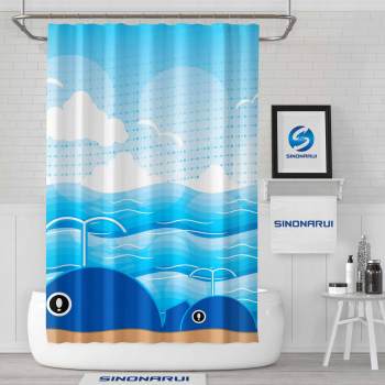 Sinonarui Whales Light Color Shower Fashion Shower Curtain Pink Home Decor