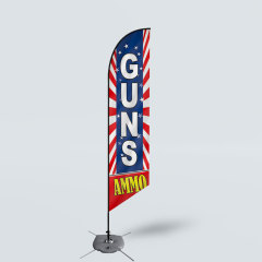 Sinonarui Guns Ammo Low Price Hot Selling Custom Pattern Beach Flags Feather Flags