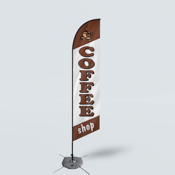 Sinonarui Coffee Shop Low Price Hot Selling Custom Pattern Beach Flags Feather Flags
