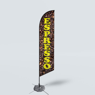 Sinonarui Espresso Low Price Hot Selling Custom Pattern Beach Flags Feather Flags