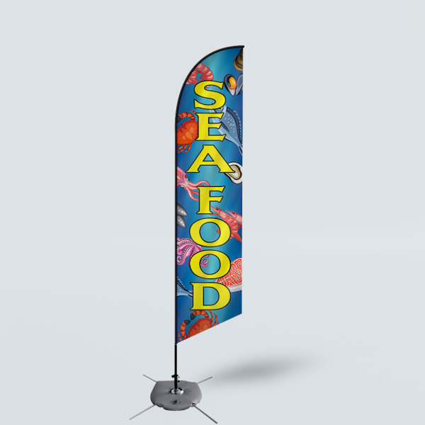Sinonarui Sea Food Low Price Hot Selling Custom Pattern Beach Flags Feather Flags