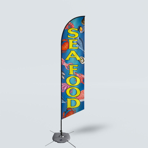Sinonarui Sea Food Low Price Hot Selling Custom Pattern Beach Flags Feather Flags