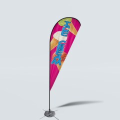 Sinonarui Ice Cream Low Price Hot Selling Custom Pattern Beach Flags Teardrop Flags