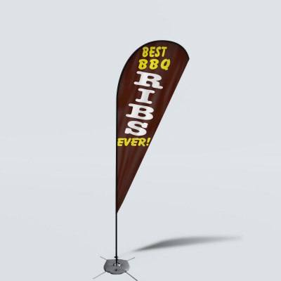 Sinonarui Best BBQ Ribs Ever Low Price Hot Selling Custom Pattern Beach Flags Teardrop Flags