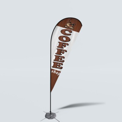 Sinonarui Coffee Shop Low Price Hot Selling Custom Pattern Beach Flags Teardrop Flags