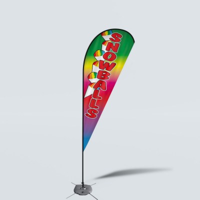 Sinonarui Snowballs Low Price Hot Selling Custom Pattern Beach Flags Teardrop Flags