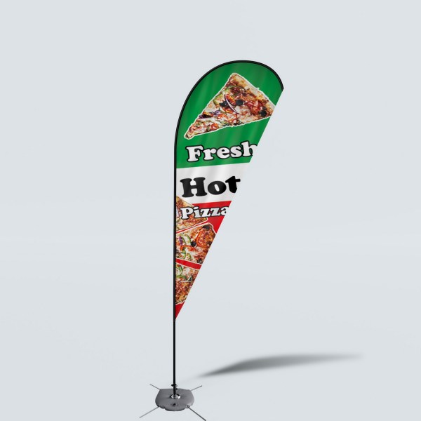 Sinonarui Fresh Hot Pizza Low Price Hot Selling Custom Pattern Beach Flags Teardrop Flags