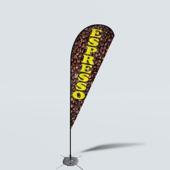 Sinonarui Espresso Low Price Hot Selling Custom Pattern Beach Flags Teardrop Flags