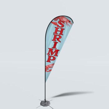 Sinonarui Shrimp Low Price Hot Selling Custom Pattern Beach Flags Teardrop Flags