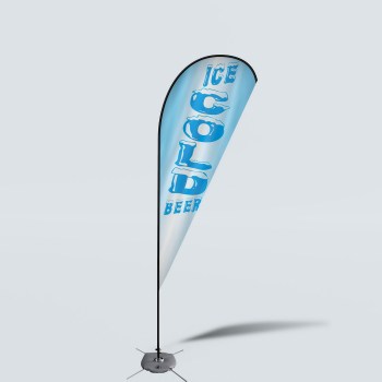 Sinonarui Ice Cold Beer Low Price Hot Selling Custom Pattern Beach Flags Teardrop Flags
