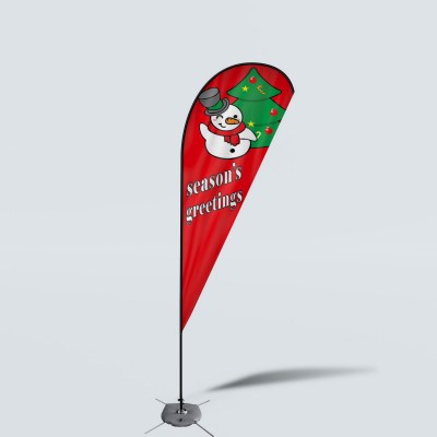 Sinonarui Season's Greeting's Low Price Hot Selling Custom Pattern Beach Flags Teardrop Flags